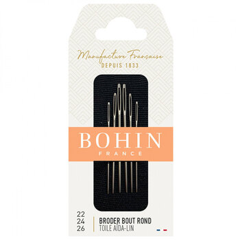 Bohin Round Needles - Size 22, 24, 26 - 6ct