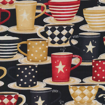 Coffee Always 56071-923 Black by Lola Ellswood for Wilmington Prints