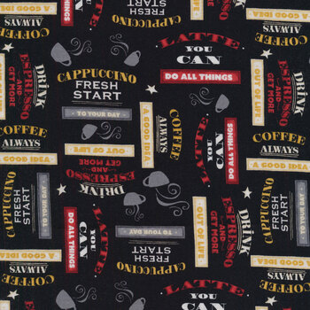 Coffee Always 56073-921 Black by Lorilynn Simms for Wilmington Prints