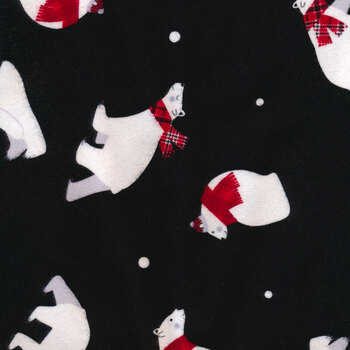 Winter Comfort Flannel 12768F-12 Polar Bear Fun Black by Kanvas Studio for Benartex
