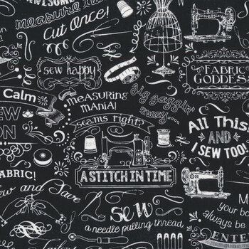 Sew Floral GAIL-C3417 Black by Gail Cadden for Timeless Treasures