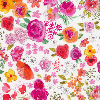 Sew Floral GAIL-C8933 White by Gail Cadden for Timeless Treasures