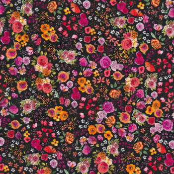 Sew Floral GAIL-C8934 Black by Gail Cadden for Timeless Treasures