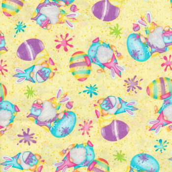 Hoppy Easter Gnomies 560-44 Yellow by Shelly Comiskey for Henry Glass Fabrics