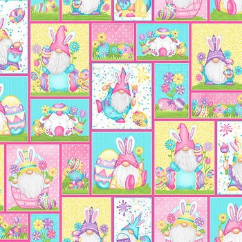 Hoppy Easter Gnomies 562-21 Multi by Shelly Comiskey for Henry Glass Fabrics