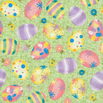 Hoppy Easter Gnomies 563-66 Green by Shelly Comiskey for Henry Glass Fabrics REM