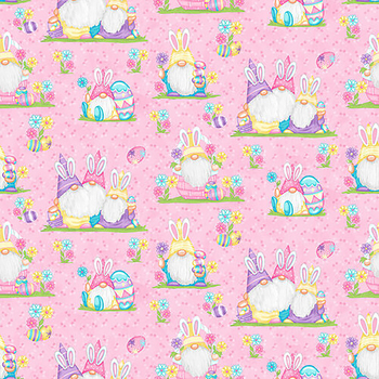 Hoppy Easter Gnomies 564-22 Pink by Shelly Comiskey for Henry Glass Fabrics