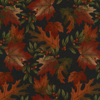 Fall Melody Flannels 6901-18F Black by Holly Taylor for Moda Fabrics