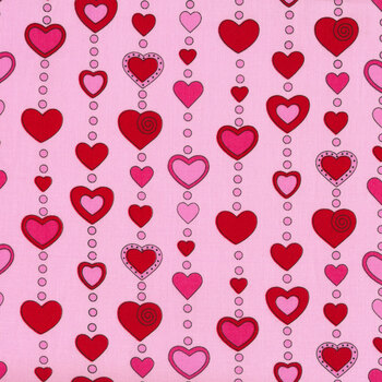 Love Me Do A-472-E Pink Beaded Hearts by Kim Schaefer for Andover Fabrics