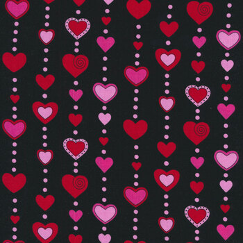 Love Me Do A-472-K Black Beaded Hearts by Kim Schaefer for Andover Fabrics