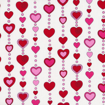 Love Me Do A-472-L White Beaded Hearts by Kim Schaefer for Andover Fabrics