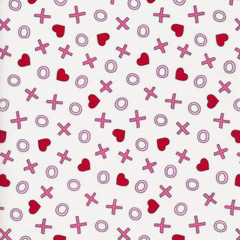 Love Me Do A-473-L White Hugs and Kisses by Kim Schaefer for Andover Fabrics