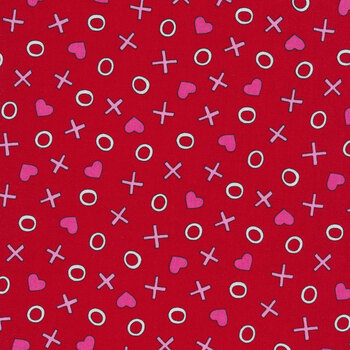 Love Me Do A-473-R Red Hugs and Kisses by Kim Schaefer for Andover Fabrics