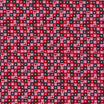 Love Me Do A-474-K Black Heart Grid by Kim Schaefer for Andover Fabrics