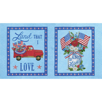 All American 56020-13 Sky Blue Panel by Deb Strain for Moda Fabrics