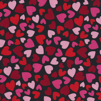 Happy Hearts 13801-933 Packed Hearts Black by Nancy McKenzie for Wilmington Prints
