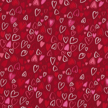 Happy Hearts 13802-313 Hearts All Over Red by Nancy McKenzie for Wilmington Prints