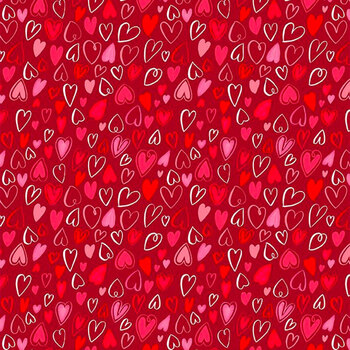 Happy Hearts 13802-313 Hearts All Over Red by Nancy McKenzie for Wilmington Prints