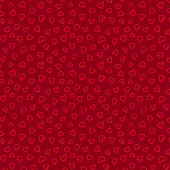 Happy Hearts 13805-333 Heart Outlines Red by Nancy McKenzie for Wilmington Prints