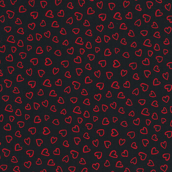 Happy Hearts 13805-933 Heart Outlines Black by Nancy McKenzie for Wilmington Prints