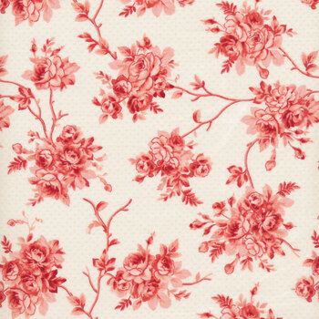 White Pink Tan Flowers on Dark Cream Quilting & Sewing Fabric by Yard #739