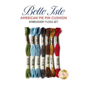  American Pie Pincushion Kit 7pc Embroidery Floss Set