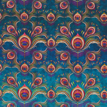 Eclectica 29195-Q Peacock Ombre Damask by Dan Morris for Quilting Treasures Fabrics REM