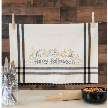  Happy Halloween Embroidery Dishtowel Kit - Bareroots