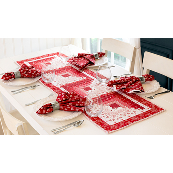 SAMPLE - Log Cabin Table Runner - Red Hot