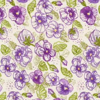 Pansy's Posies 48721-11 Cream by Robin Pickens for Moda Fabrics