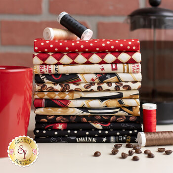 Coffee Always  12 FQ Set by Lola Ellswood for Wilmington Prints