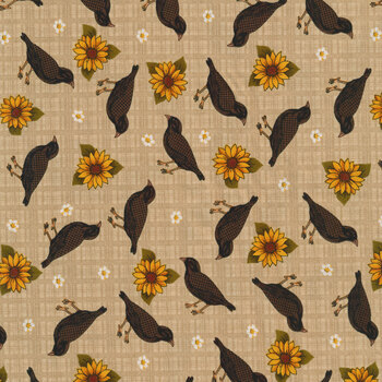 BIRDS WITH VINES BRIGHT BIRD COTTON FABRIC FQ OOP 