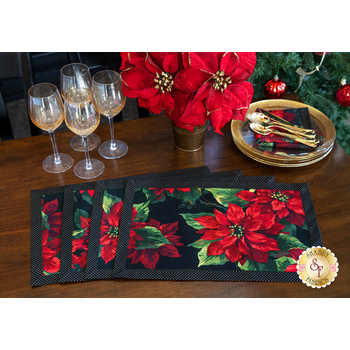 Self-Binding Placemats Kit Poinsettia - Makes 4