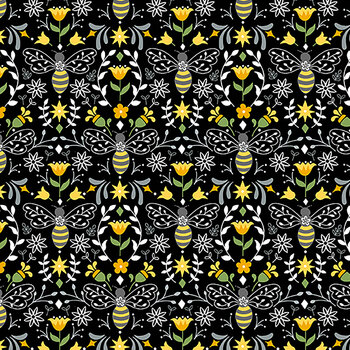 Bee Happy A-516-K Black by Andover Fabrics