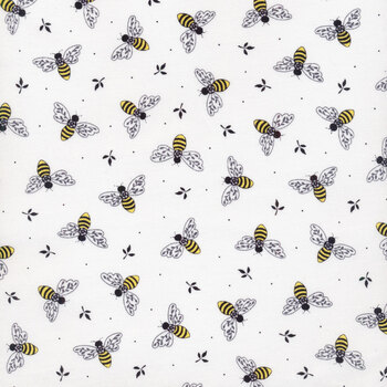 Bee Happy A-517-L White by Andover Fabrics