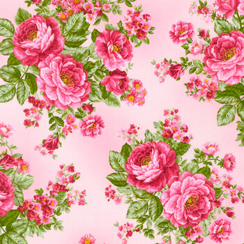 BonEful Fabric FQ Cotton Quilt VTG Black B&W Color Rose Flower Lace Shabby Chic 