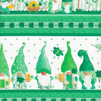 Luck of the Gnomes 12661-90 White/Green by Kanvas Studio for Benartex