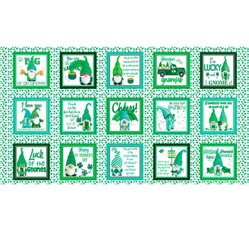 Luck of the Gnomes 14120-90 White/Green Panel by Kanvas Studio for Benartex