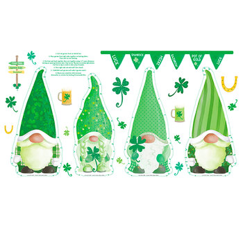Luck of the Gnomes 14121-90 White/Green Panel by Kanvas Studio for Benartex