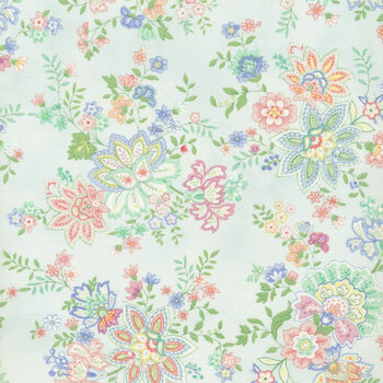 Sunrise Side Cream Light Blue Ditsy Floral Fabric by Minick