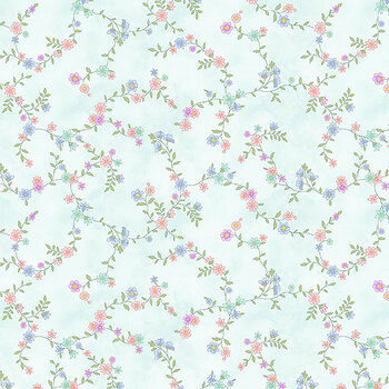 Dorothy Jean's Flower Garden 2972-17 Spa Blue by Mary Jane Carey for Henry Glass Fabrics