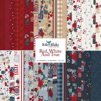 Fleece patchwork lap blanket kit (48x48) - Patriotic, Red, Navy and White  -plastic needle and fleece ribbon included - Mitsy Kit