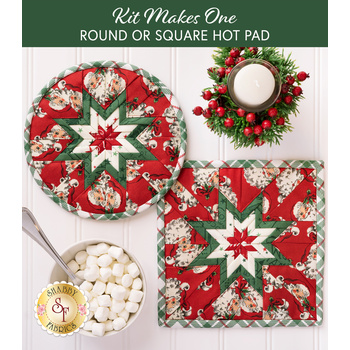  Folded Star Hot Pad Kit - Old Fashioned Christmas - Round OR Square - Red