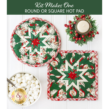  Folded Star Hot Pad Kit - Old Fashioned Christmas - Round OR Square - Green