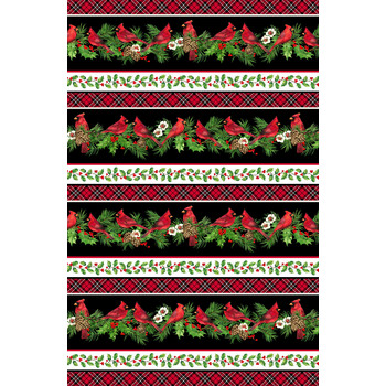 Cardinal Christmas 25479-99 Border Stripe by Deborah Edwards from Northcott Fabrics