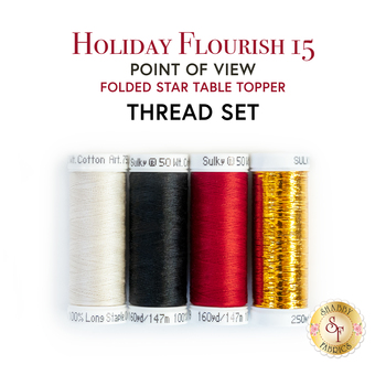  Point of View Folded Star Table Topper - Holiday Flourish 15 - 4pc Thread Set