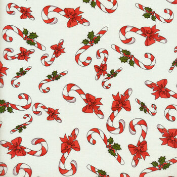 Doggie Holiday 692-555 Candy Cane - White by Loralie Designs
