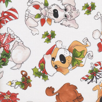 Doggie Holiday 692-553 Tossed - White by Loralie Designs