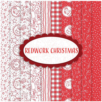 Redwork Christmas  11 FQ Set by Mandy Shaw for Henry Glass