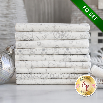  Stof Christmas 2023  -  9 FQ Set White/Silver by Stof Fabrics - RESERVE